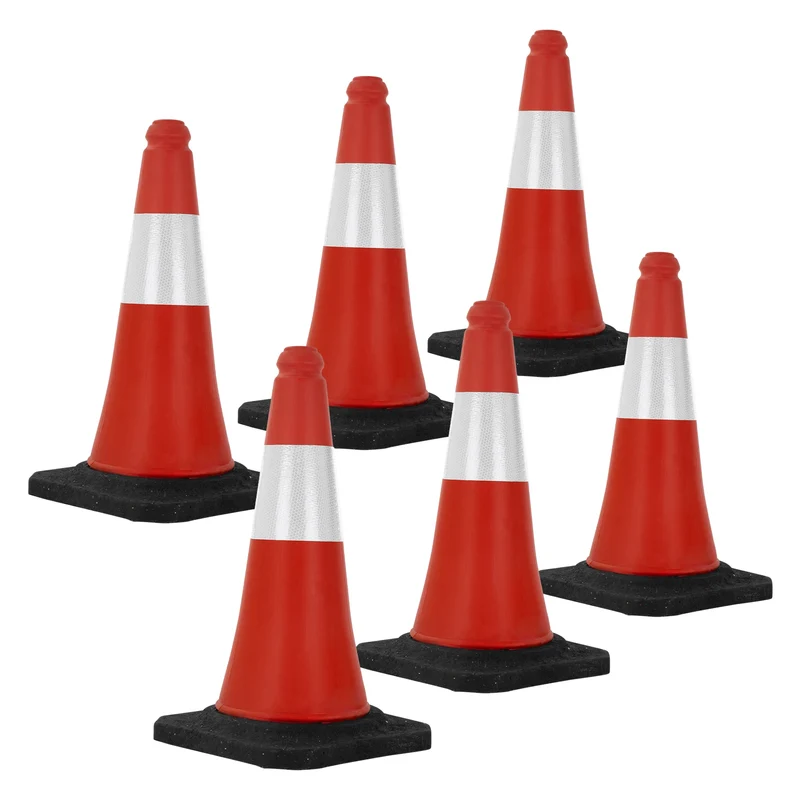 Verkehrsleitkegel Set Verkehrshütchen Pylone beschwert 51cm Rot/Weiß mit schwerem Fuß