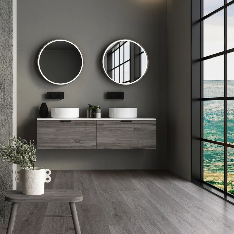 5er Set PVC Vinylboden Bodenbelag 7 Dielen 4,2mm für 1,54m² mit Klick-System Eiche Windswell Hickory ML-Design