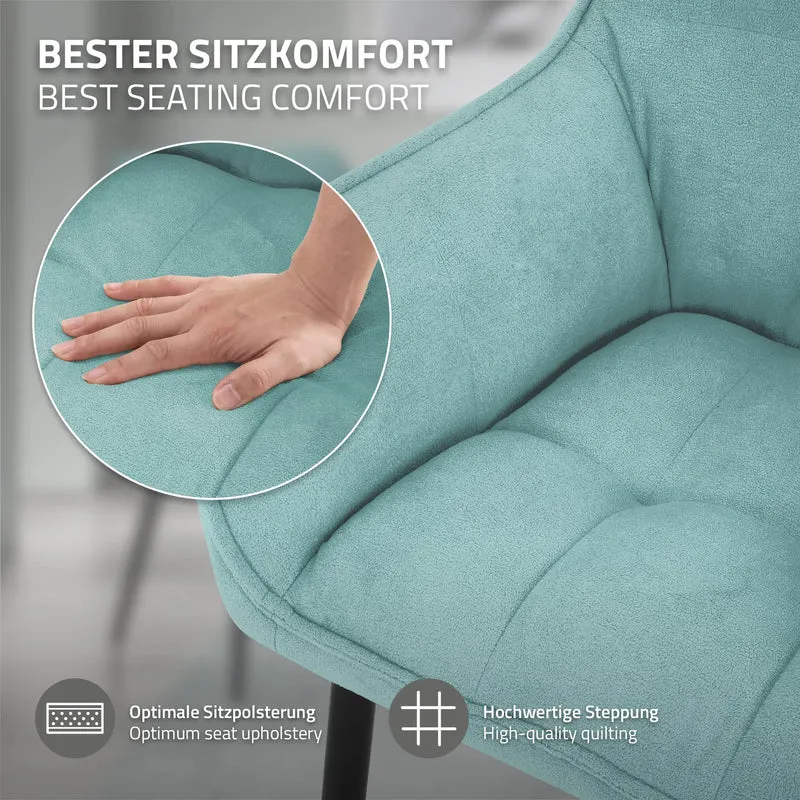 4er Set Esszimmerstuhl Petrol aus Frotteestoff mit dickem gepolsterter Sitz ML-Design
