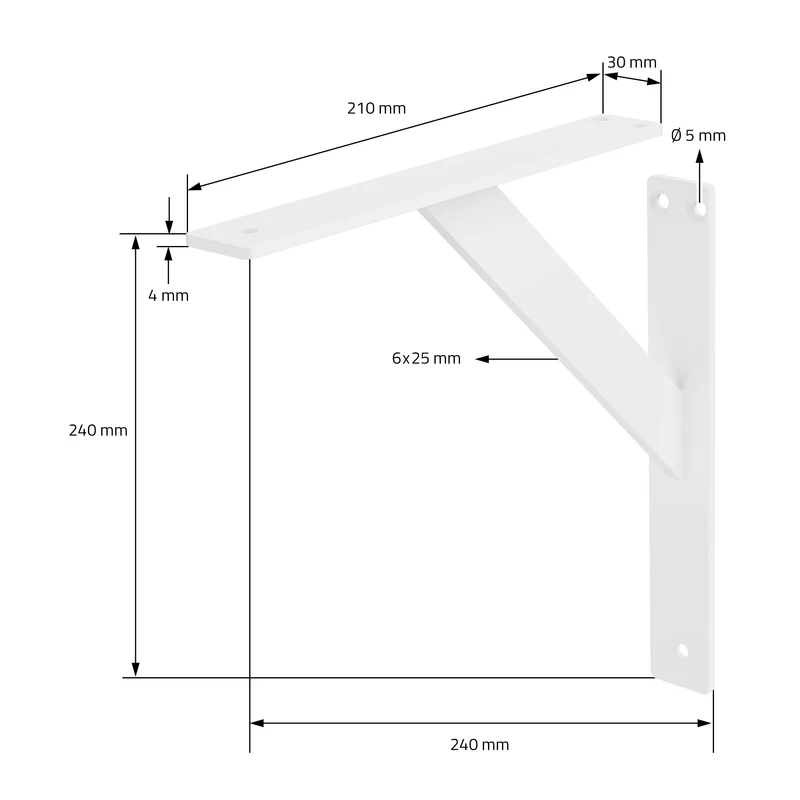 2x Wandkonsole Regalhalterung 2er Set 240 x 240 mm Weiß aus Aluminium ML-Design