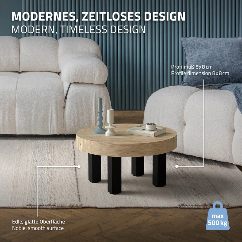4er Set Tischbeine I-Design 30 cm Schwarz Tischgestell aus pulverbeschichteter Stahl, Profil 8x8 cm, höhenverstellbare Möbelfüße ML-Design