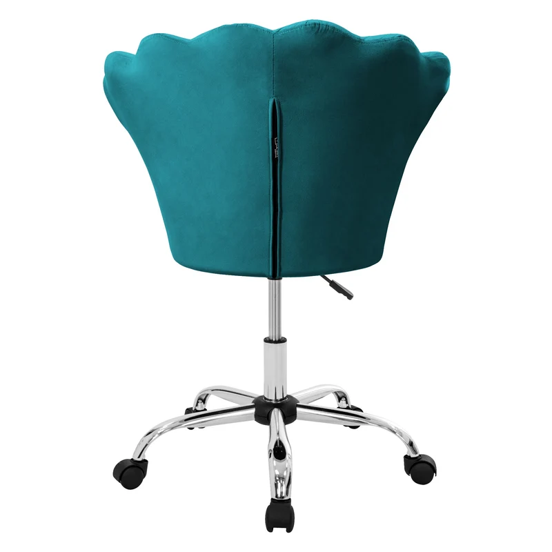 Bürostuhl mit Rollen und Rückenlehne Muscheldesign 68x68 cm Petrol aus Samt Schminktisch Stuhl ML-Design