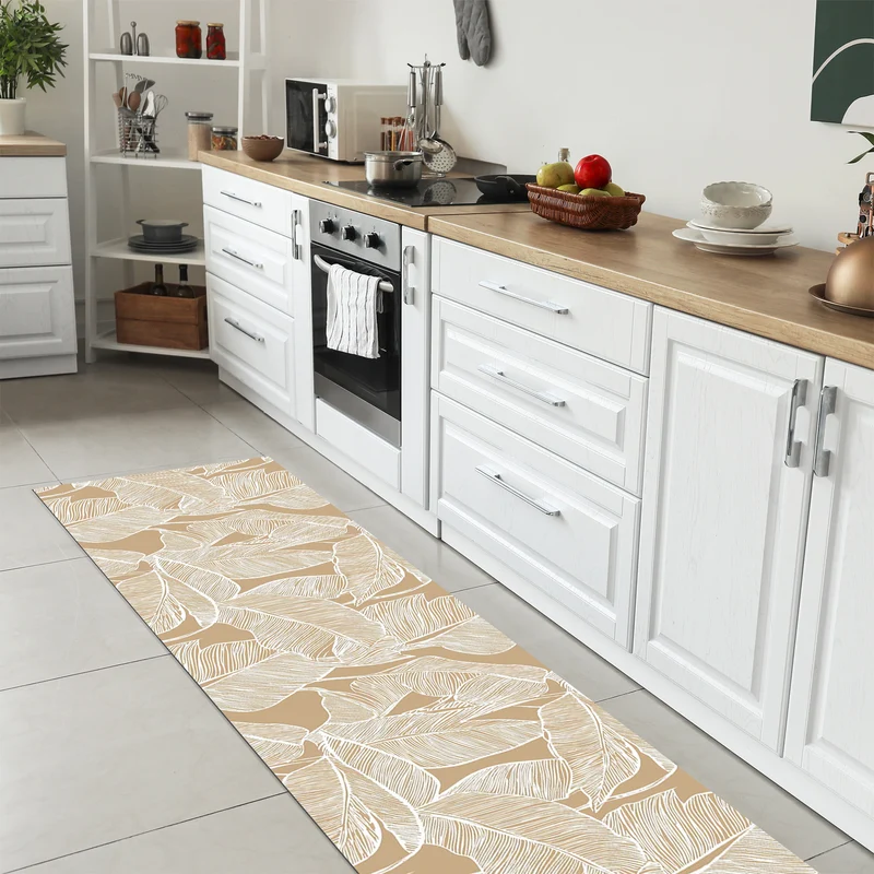 Tappeto Cucina Antiscivolo Made in Italy Passatoia Antimacchia Felce Beige Il Gruppone