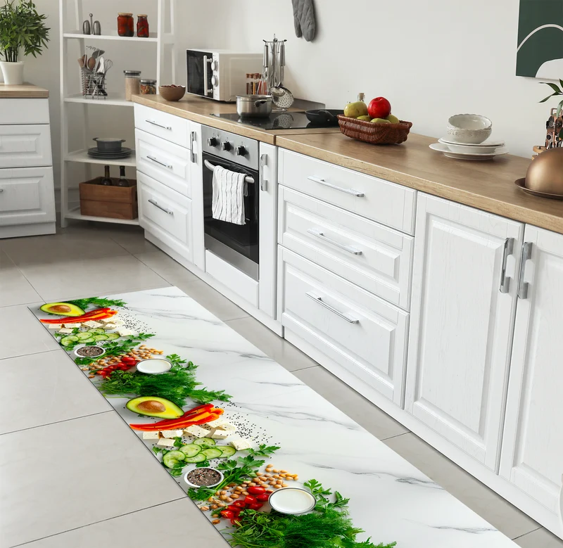 Tappeto Cucina Antiscivolo Made in Italy Passatoia Antimacchia Marmo Avocado Il Gruppone