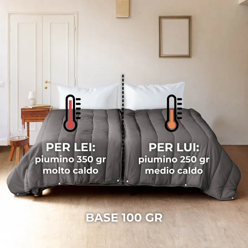 Piumino 4 Stagioni Matrimoniale con Calore Differenziato Modulabile con Bottoni Clip Il Gruppone