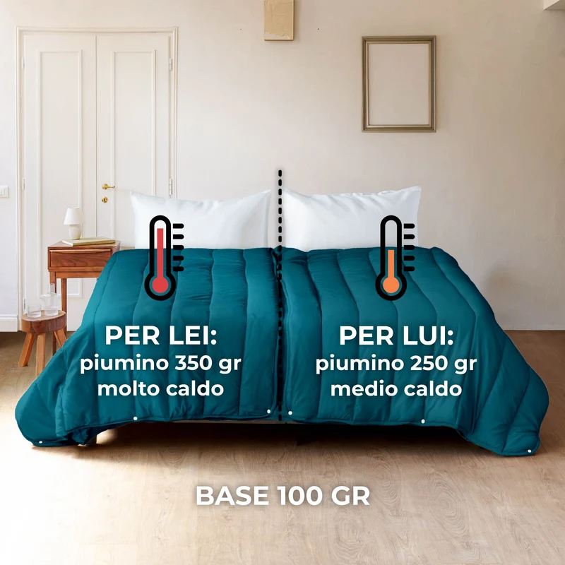 Piumino 4 Stagioni Matrimoniale con Calore Differenziato Modulabile con Bottoni Clip Il Gruppone
