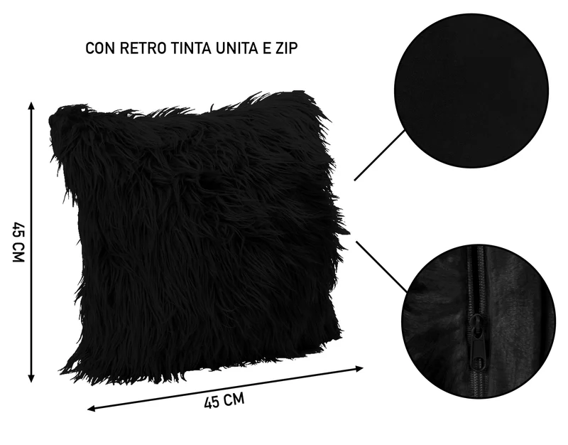 Fodera Cuscino Decorativo in Pelliccia Morbida 45x45 cm con Zip Il Gruppone