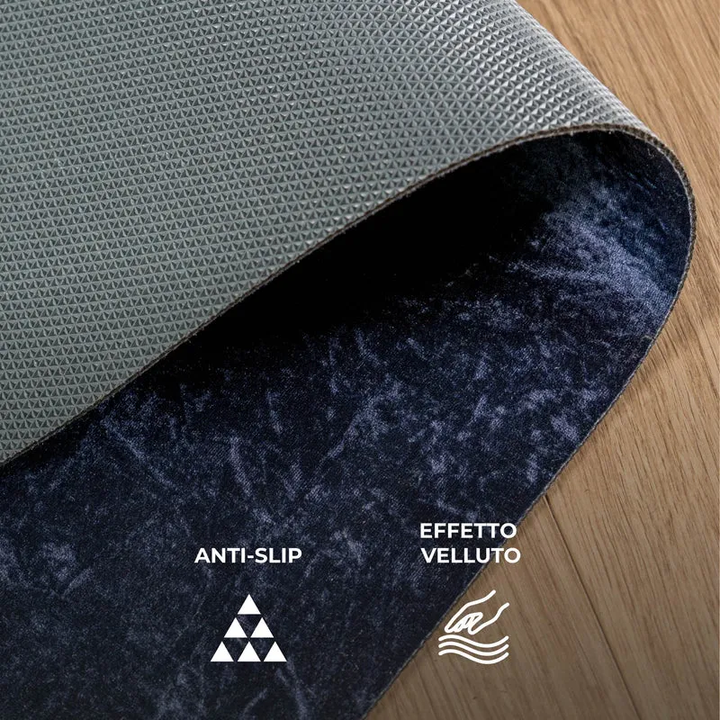 Tappeto passatoia made in Italy Antiscivolo in Velluto Blu Il Gruppone