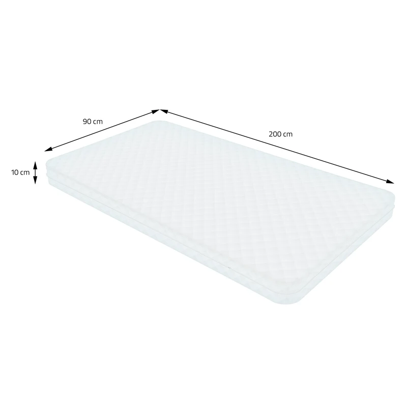 Kinderbett Hausbett 90x200 cm Weiß aus Kiefernholz mit Matratze H:10cm, 2 Schubkasten, Rausfallschutz & Lattenrost ML-Design