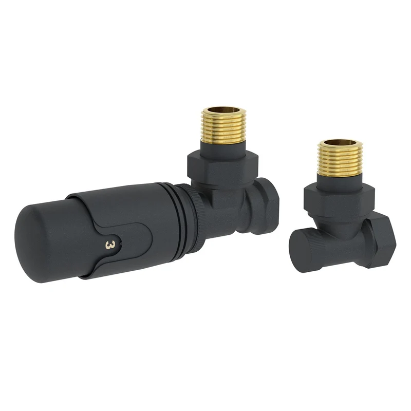 LuxeBath | Thermostatventil + Rücklaufverschraubung für Heizkörper 1/2" Eckform Thermostatkopf