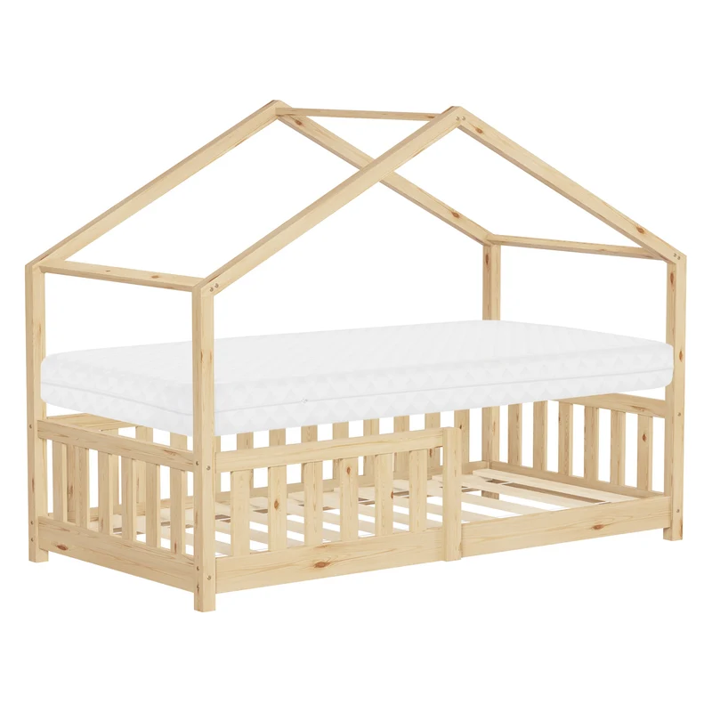 ML-Design | Kinderbett Haus aus Kiefernholz mit Lattenrost & Rausfallschutz