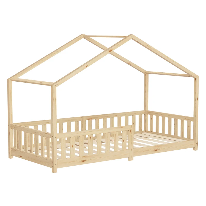 ML-Design | Kinderbett Haus aus Kiefernholz mit Lattenrost & Rausfallschutz
