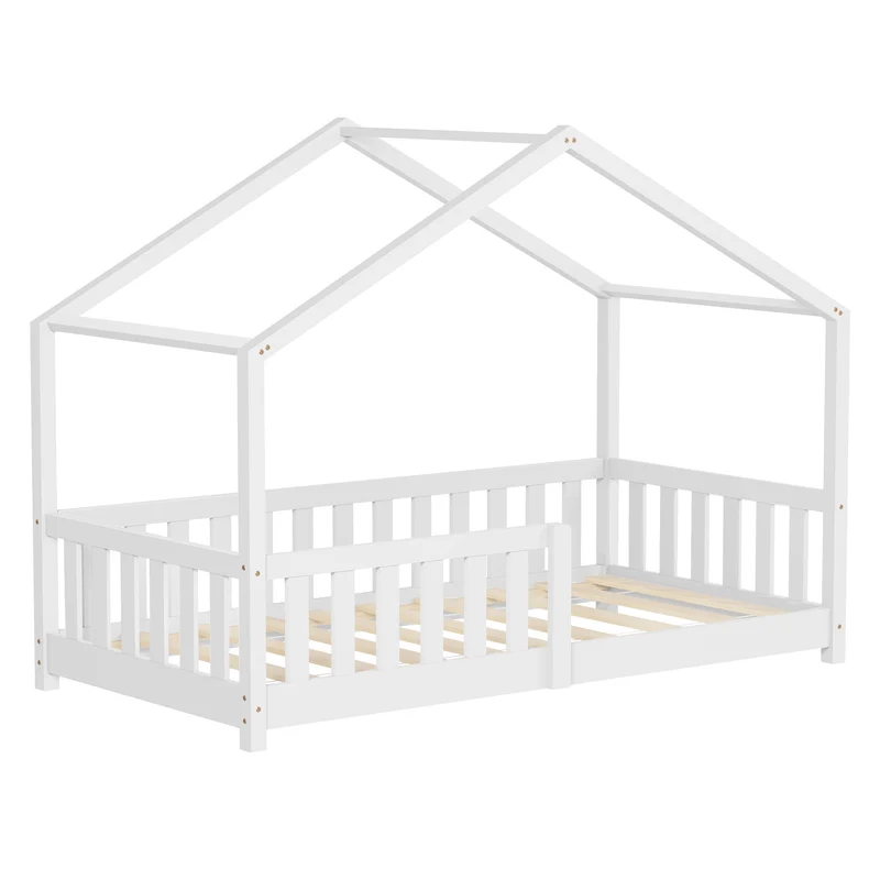 ML-Design | Kinderbett Haus aus Kiefernholz mit Lattenrost & Rausfallschutz