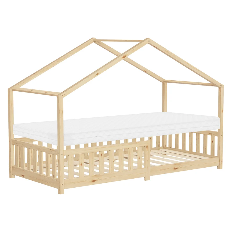 ML-Design | Kinderbett Haus aus Kiefernholz mit Lattenrost & Rausfallschutz