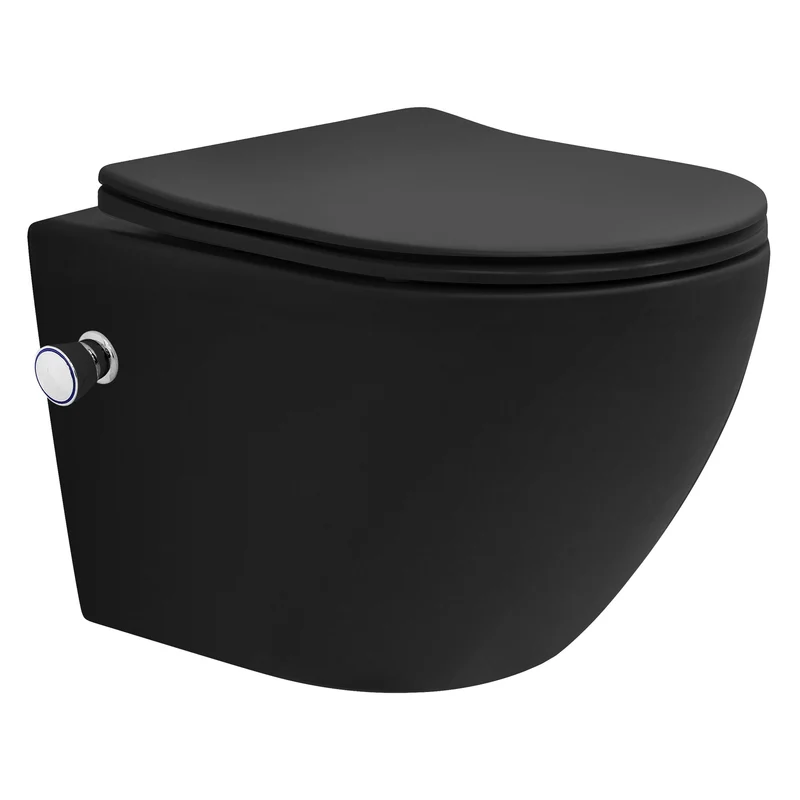 Luxebath | Wand-WC Hänge Toilette aus Keramik kurz/lang Spülrandlos mit Bidet-Funktion & Softclose