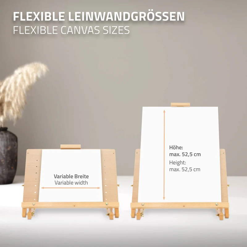 Tischstaffelei verstellbar mit H-Rahmen 44x34x36-60 cm Natur aus Holz