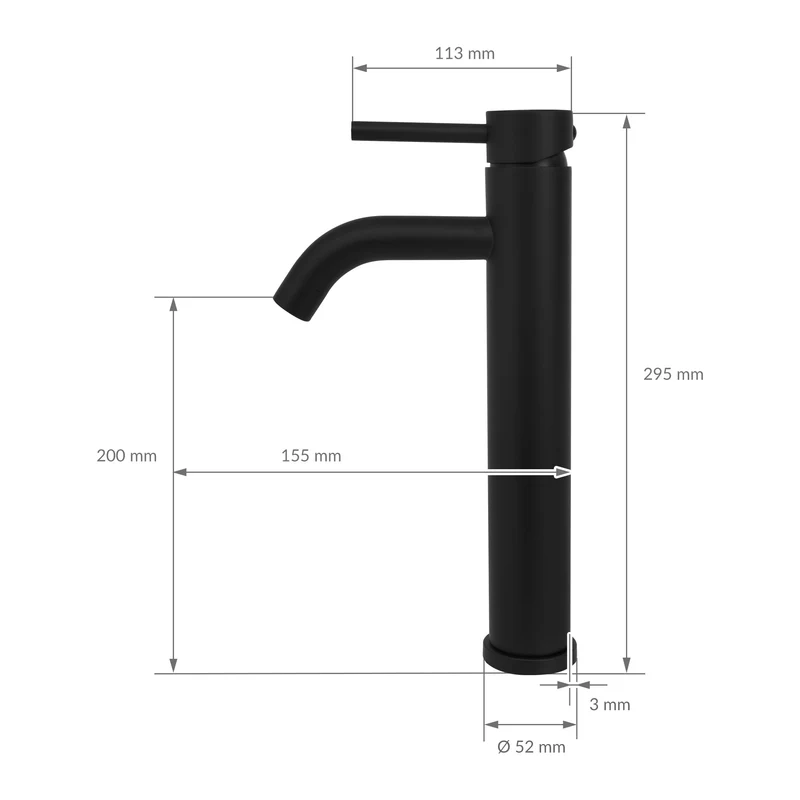 Waschtischarmatur fürs Badezimmer 155x52x295 mm Schwarz matt aus Messing von LuxeBath