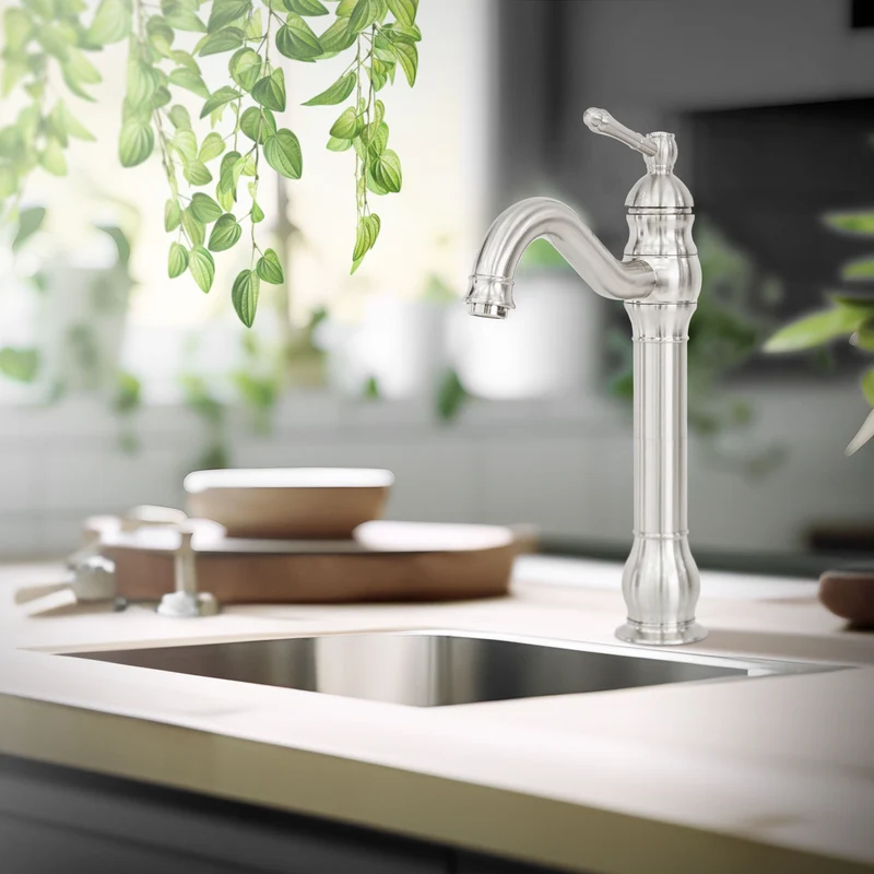 Waschtischarmatur fürs Badezimmer Silber aus gebürsteter Edelstahl von LuxeBath
