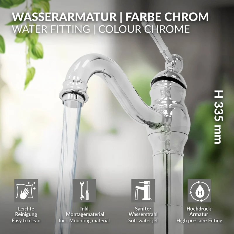 Waschtischarmatur fürs Badezimmer 215x62x335 mm Chrom aus Messing von LuxeBath