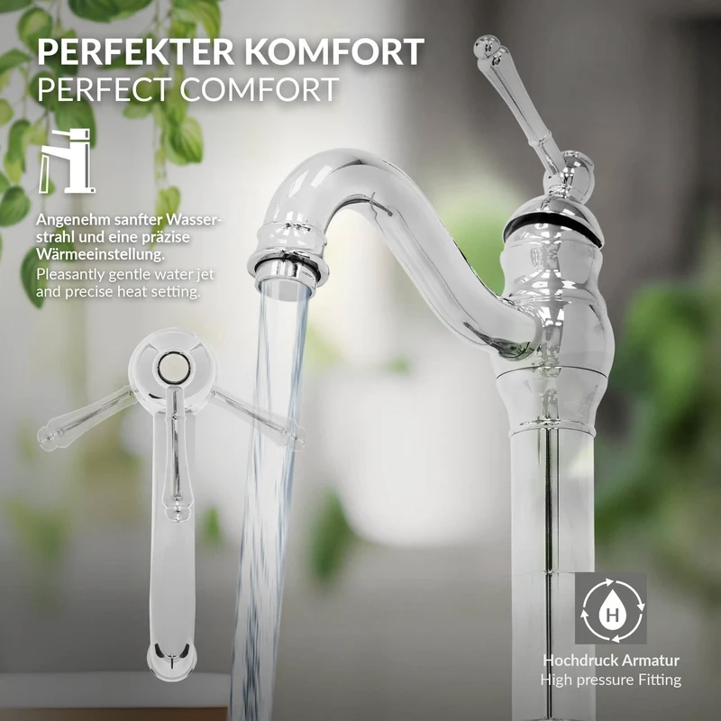 Waschtischarmatur fürs Badezimmer 215x62x335 mm Chrom aus Messing von LuxeBath
