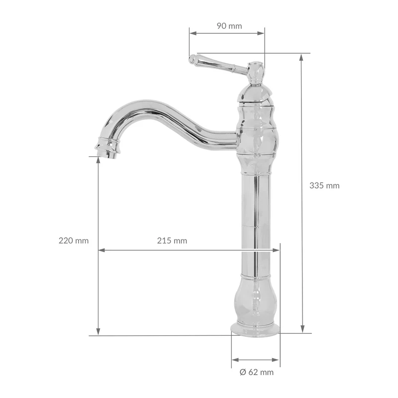 Waschtischarmatur fürs Badezimmer 215x62x335 mm Chrom aus Messing von LuxeBath