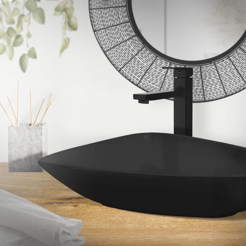 Waschtischarmatur fürs Badezimmer 195x45x270 mm Schwarz matt aus Messing von LuxeBath