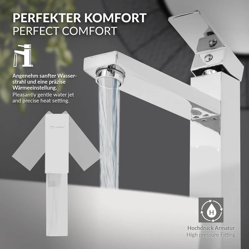 Waschtischarmatur fürs Badezimmer 195x45x270 mm Chrom aus Messing von LuxeBath