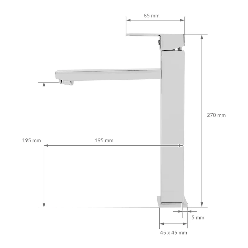 Waschtischarmatur fürs Badezimmer 195x45x270 mm Chrom aus Messing von LuxeBath