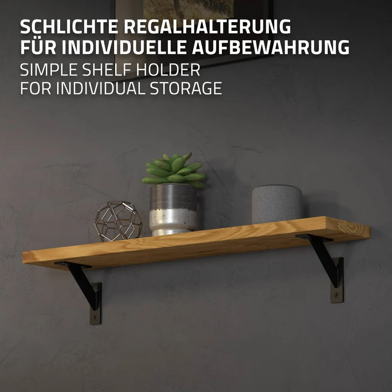 Wandkonsole Regalhalterung 2er Set 120 x 120 mm Schwarz aus Aluminium ML-Design