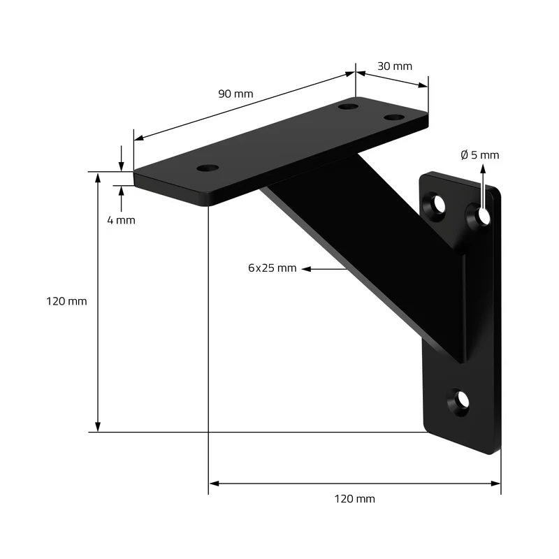 Wandkonsole Regalhalterung 2er Set 120 x 120 mm Schwarz aus Aluminium ML-Design