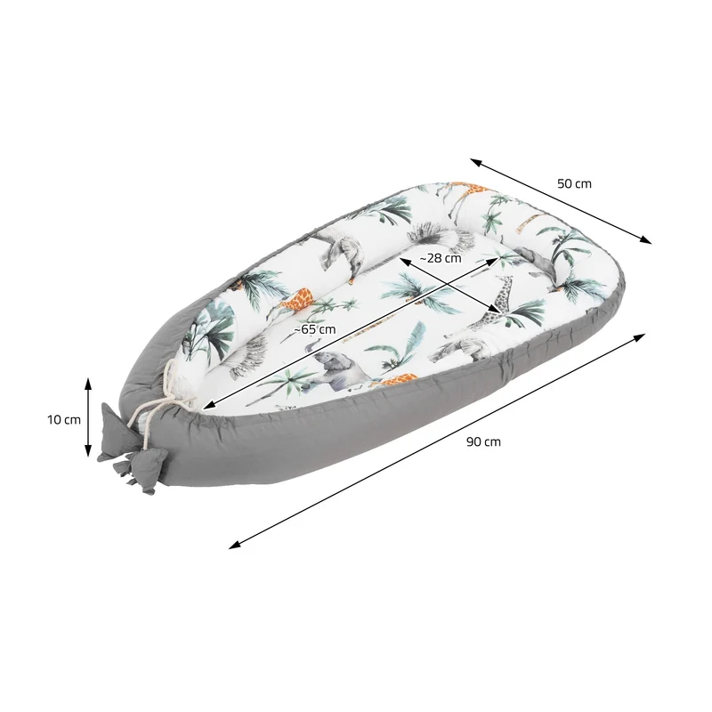 Babynest wendbarer Bezug 90x50 cm Dunkelgrau aus Baumwolle Joyz
