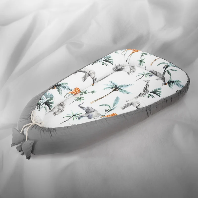 Babynest wendbarer Bezug 90x50 cm Dunkelgrau aus Baumwolle Joyz