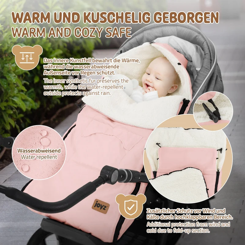 Babyfußsack 94x48x10 cm Rosa aus Polyester Joyz
