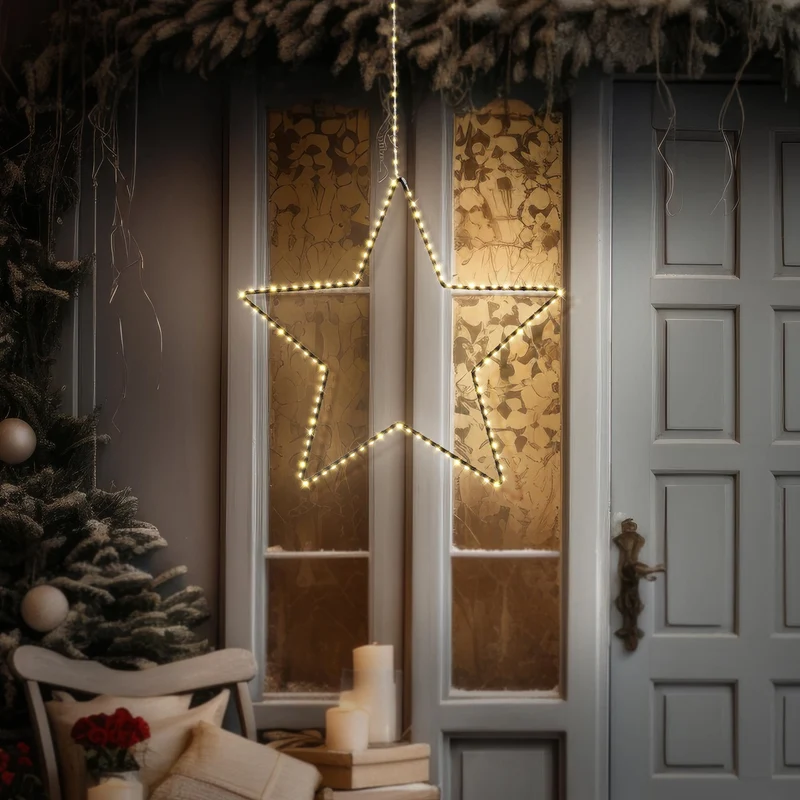 LED Weihnachtsstern 46 cm mit 140 warmweißen LEDs IP44 für drinnen und draußen