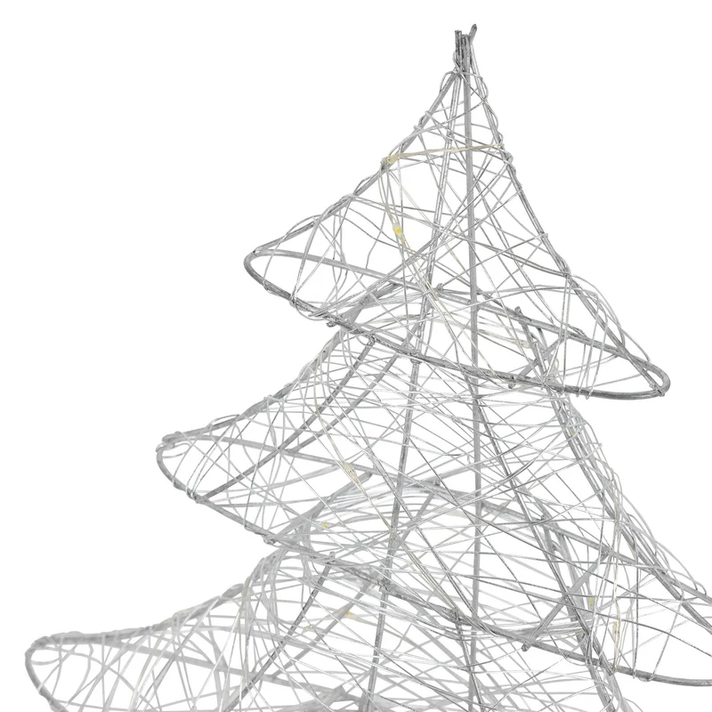 Deko Weihnachtsbaum mit warmweißen LEDs 40cm hoch Silber aus Metall