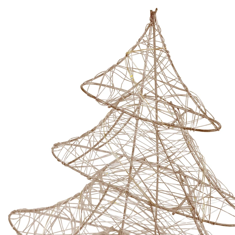 Deko Weihnachtsbaum 40 cm hoch Gold aus Metall mit warmweißen LEDs