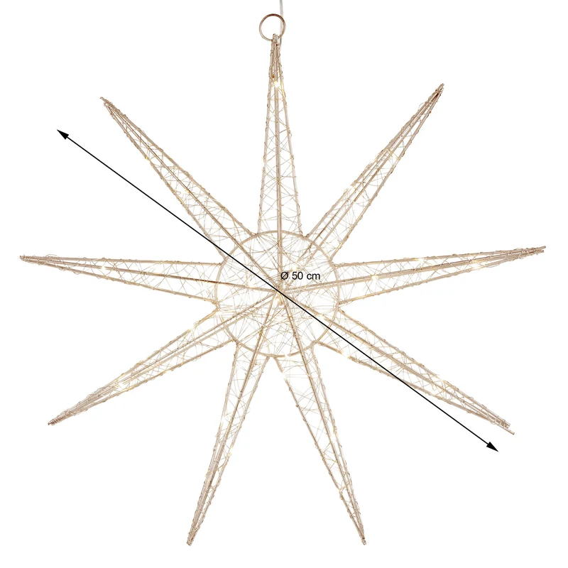 LED Weihnachtsstern 50 cm Gold aus Metall mit warmweißen LEDs