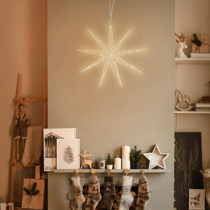 LED Weihnachtsstern 50 cm Gold aus Metall mit warmweißen LEDs