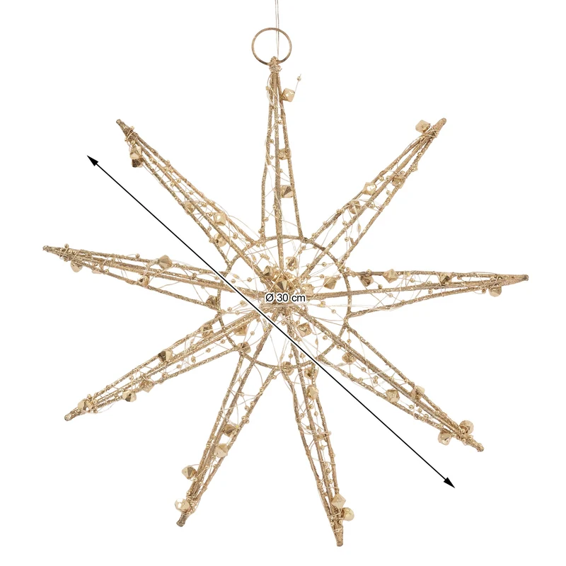 LED Weihnachtsstern 30 cm Gold aus Metall mit warmweißen LEDs