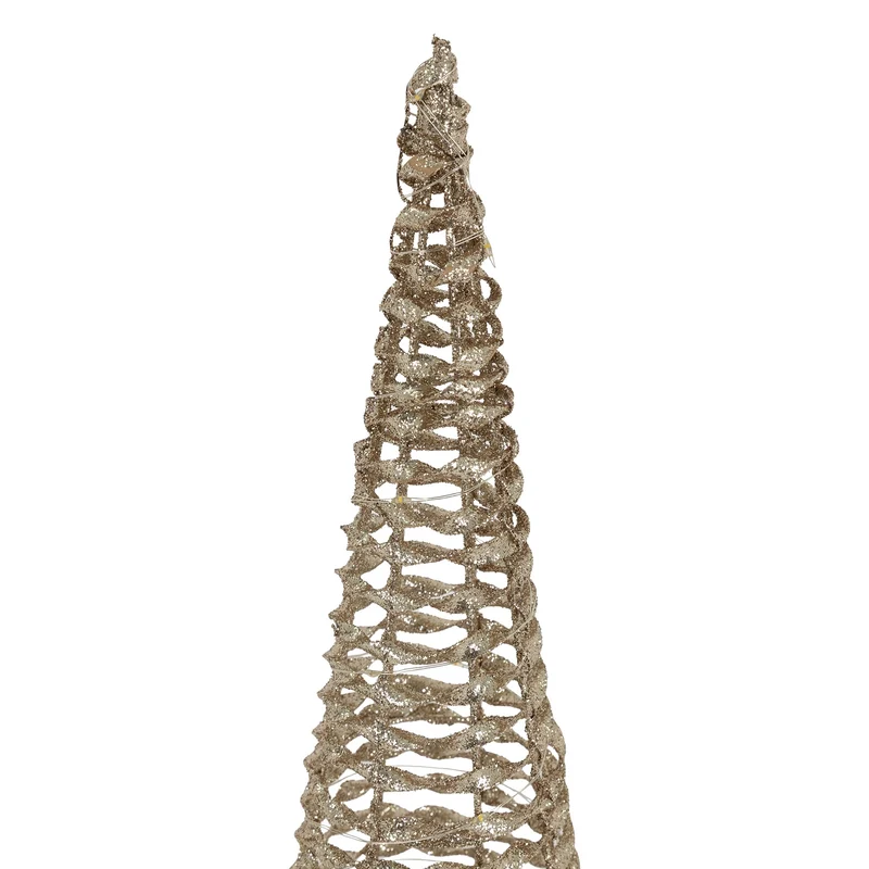 LED Lichterkegel Weihnachtsdeko 40 cm Gold aus Metall mit warmweißen LEDs