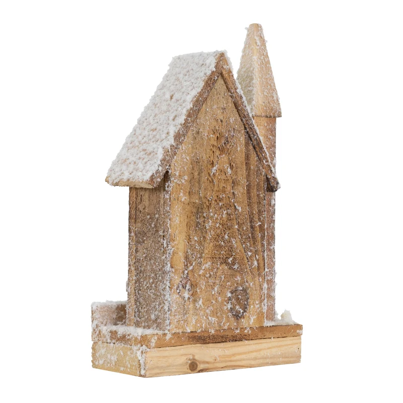 Deko Weihnachtshaus schneebedeckt mit LED Beleuchtung 33 x 19 cm aus Holz