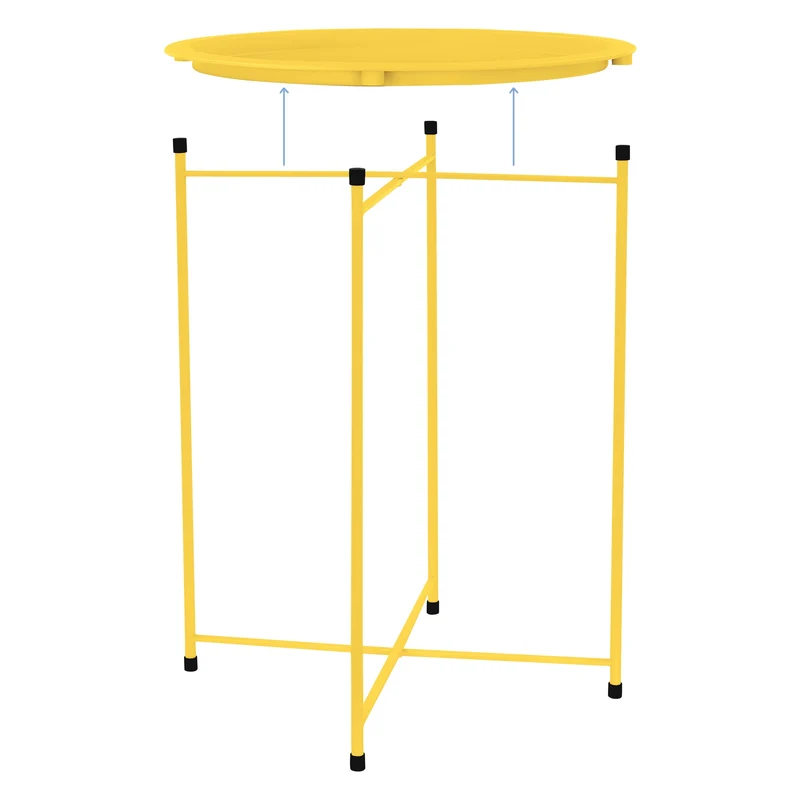 Beistelltisch rund Ø 46x51 cm Gelb aus Metall mit Tablett ML-Design