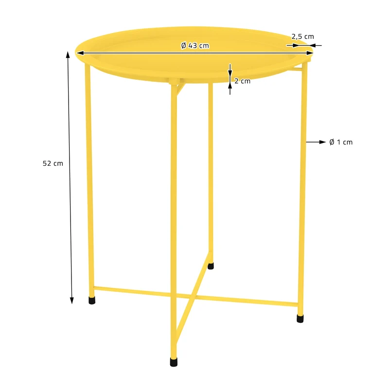 Beistelltisch rund Ø 46x51 cm Gelb aus Metall mit Tablett ML-Design