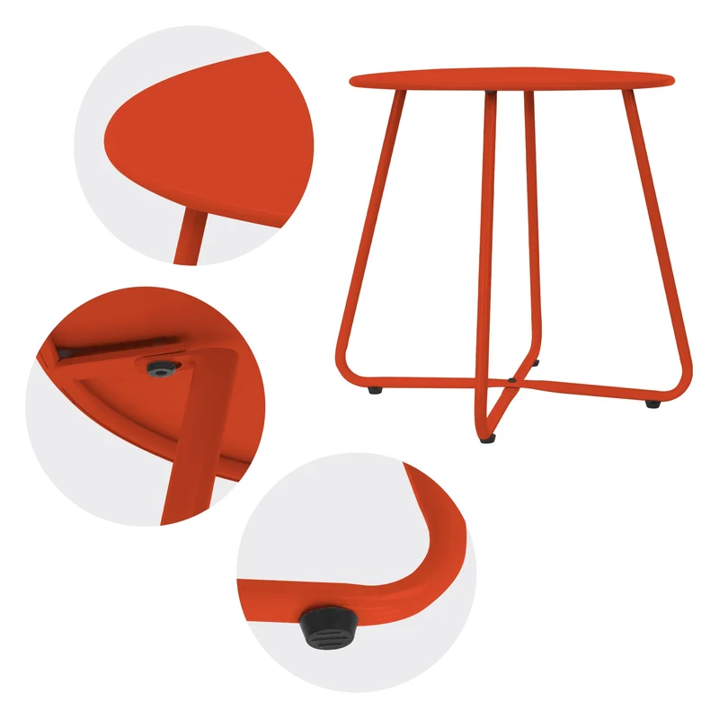 Beistelltisch 52x46 cm Rot aus Metall ML-Design