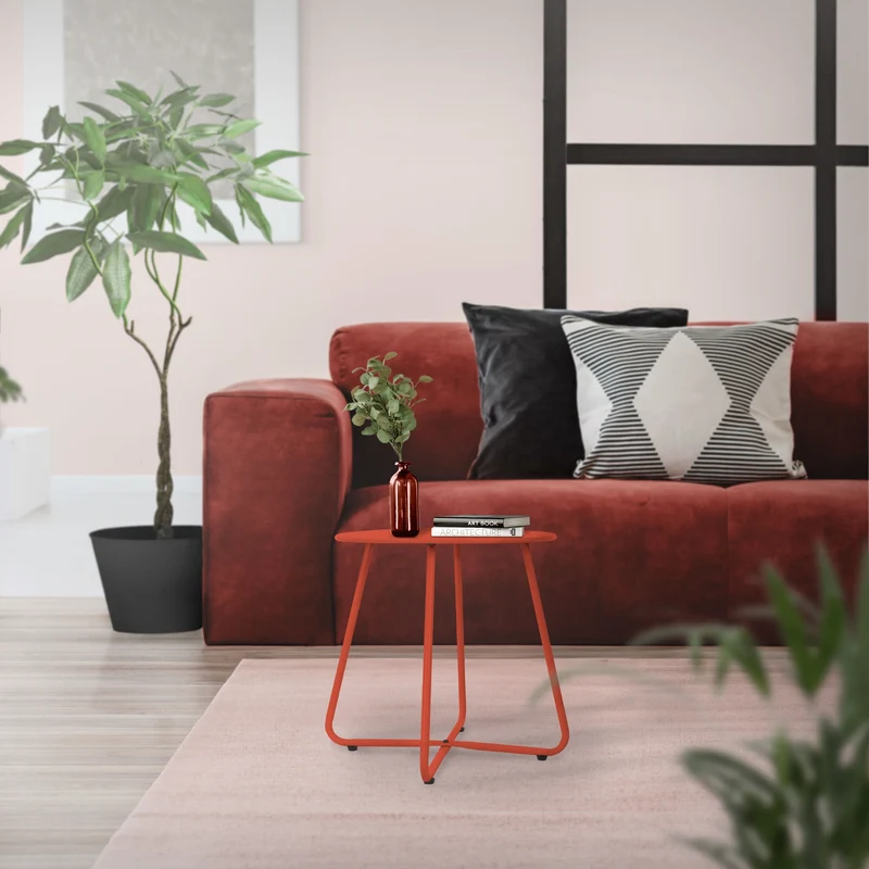 Beistelltisch 52x46 cm Rot aus Metall ML-Design
