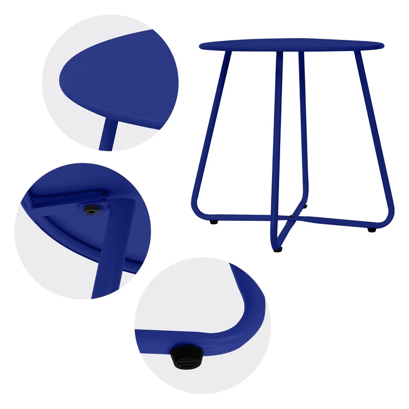 Beistelltisch 52x46 cm Blau aus Metall ML-Design