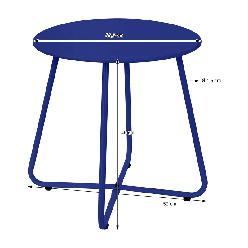 Beistelltisch 52x46 cm Blau aus Metall ML-Design