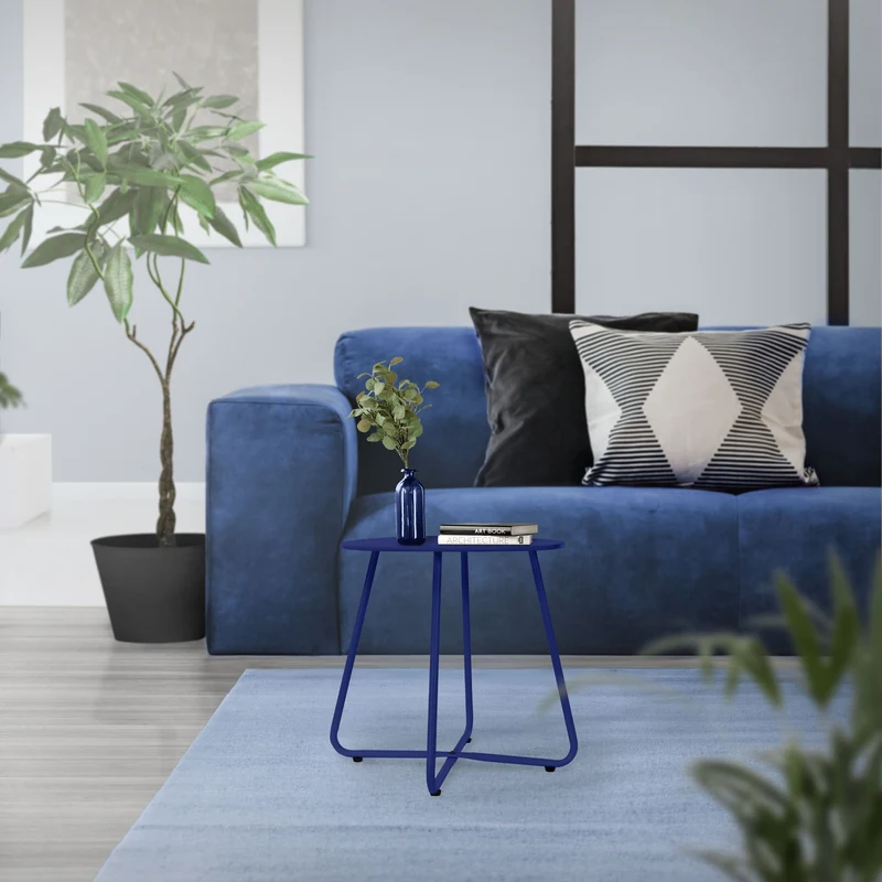 Beistelltisch 52x46 cm Blau aus Metall ML-Design