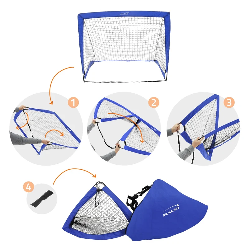 Fußballtor Pop-Up 2er Set 120x95x97 cm Blau aus Polyethylen