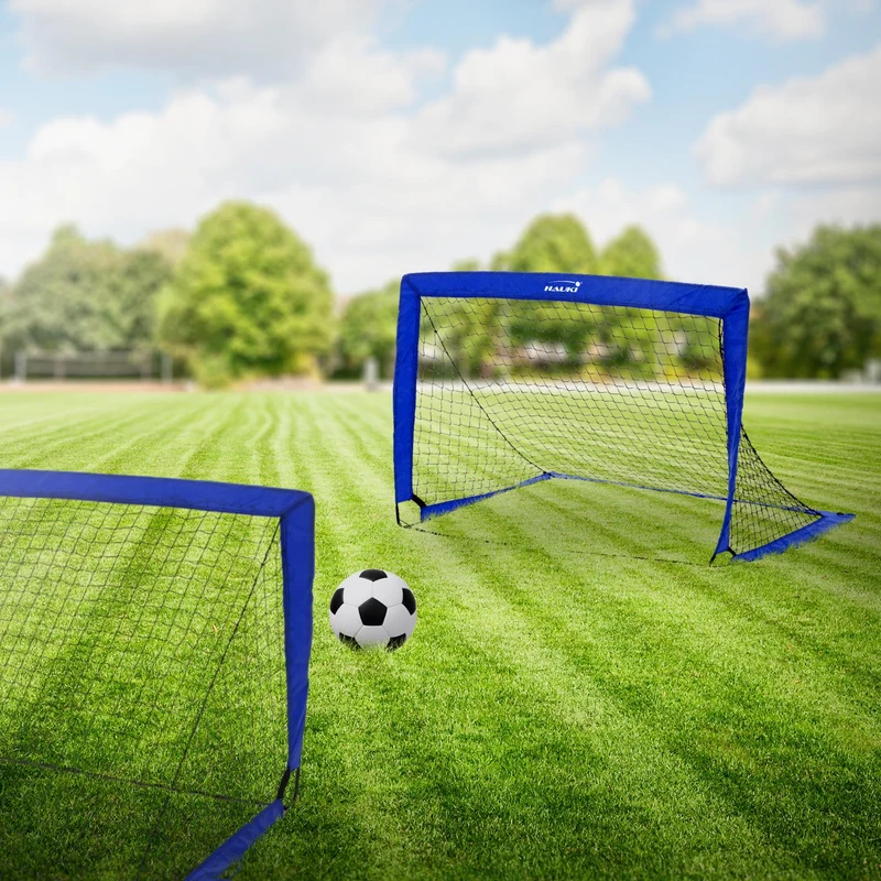 Fußballtor Pop-Up 2er Set 120x95x97 cm Blau aus Polyethylen